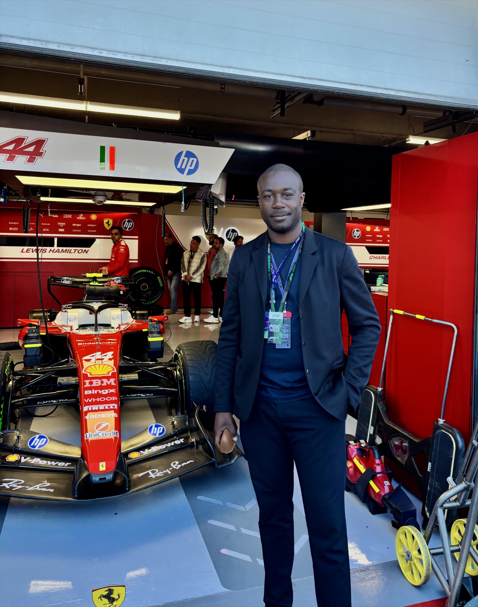 Samuel Tamba, Founder and CEO of AxeOne, in a Formula 1 garage